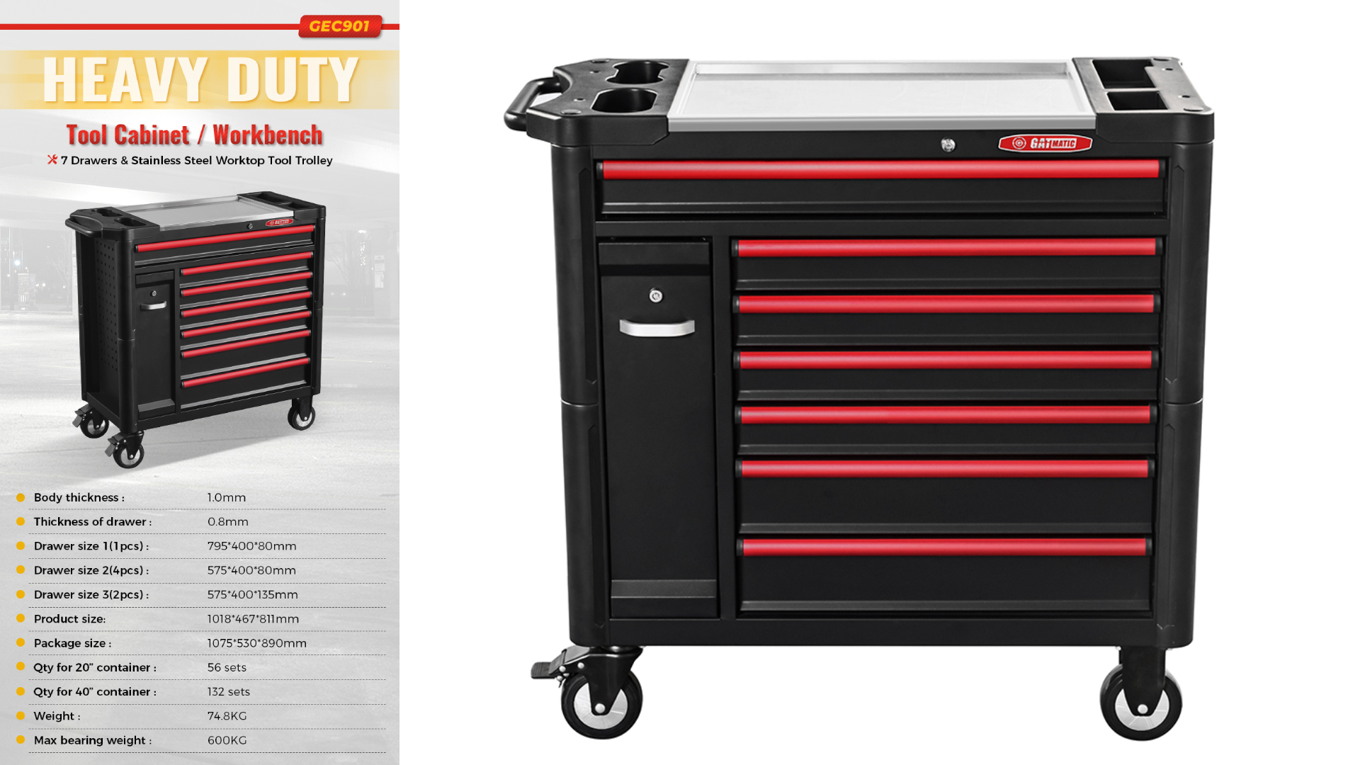 Tool Storage Redefined: The Mechanics Companion – Mechanics Stainless Steel Worktop Tool Cart