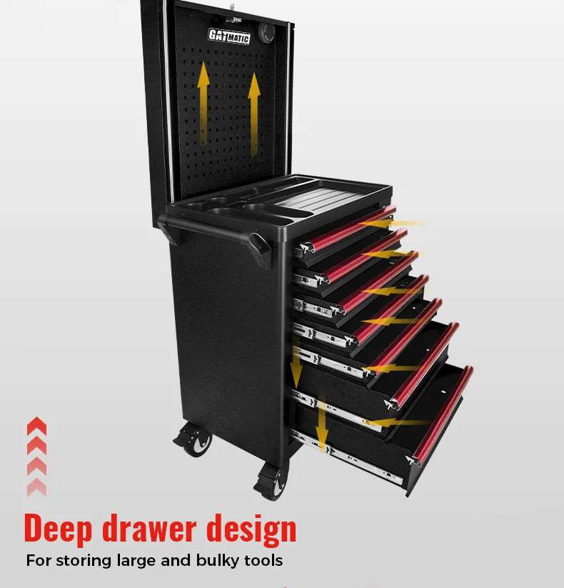 GEC807 Tool Cabinet, Deep Drawer Design For Large Bulky Tools