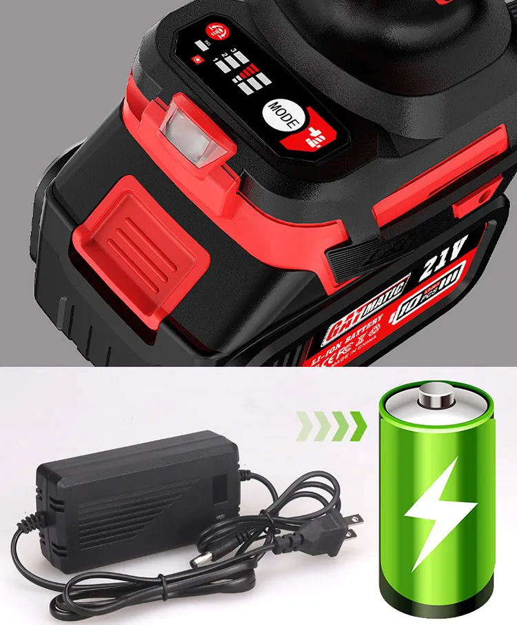 GEW-600 cordless impact wrench is equipped with a 20,000 mAh lithium-ion battery designed for rapid charging