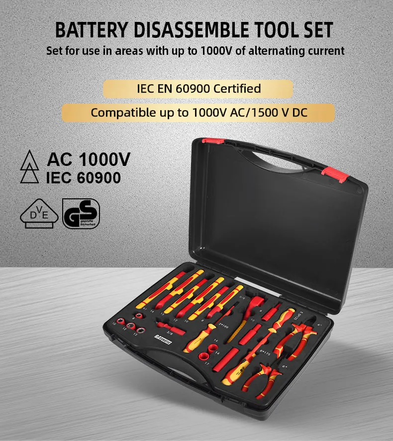 1000V Insulated Battery Disassemble Tool Set, IEC EN 60900 Certified
