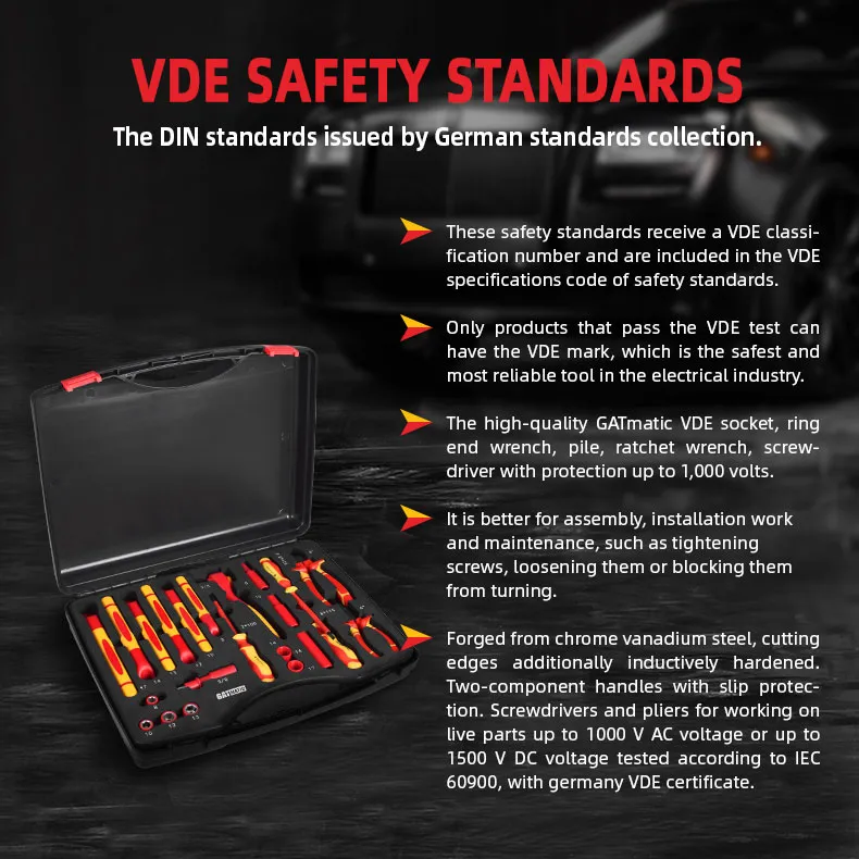 VDE Certified Insulated Tools, 1000V AC/1500V DC For EV Electrical Work