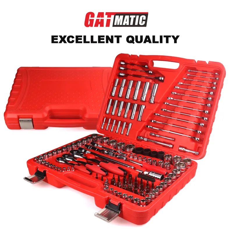 GATMATIC 150 Pcs Socket Wrench Set, Professional Auto Repair Tool Kit With Red Case