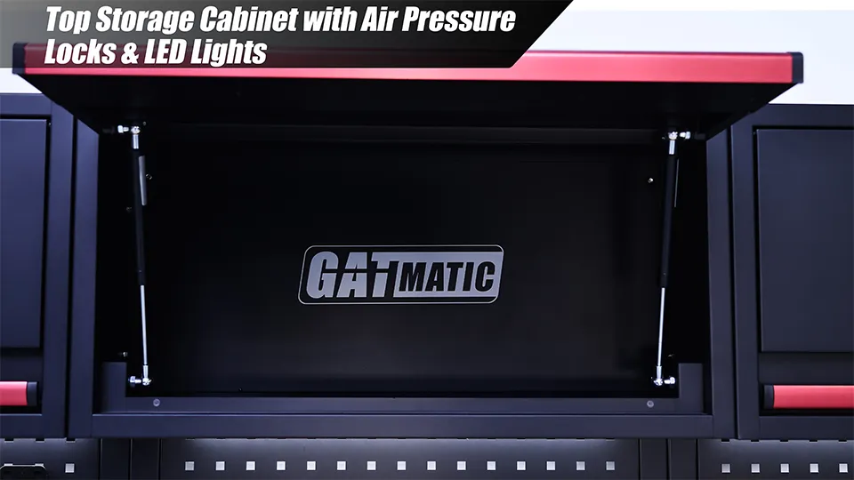 GATMATIC Top Storage Cabinet With Air Pressure Locks & LED Lights